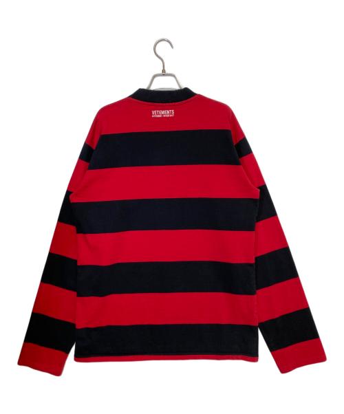VETEMENTS（ヴェトモン）VETEMENTS (ヴェトモン) ボーダーカットソー レッド×ブラック サイズ:XSの古着・服飾アイテム