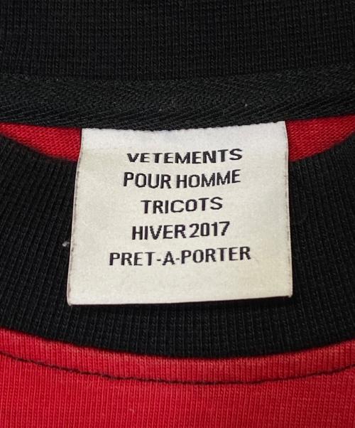 VETEMENTS（ヴェトモン）VETEMENTS (ヴェトモン) ボーダーカットソー レッド×ブラック サイズ:XSの古着・服飾アイテム