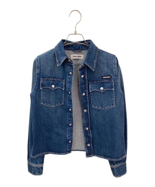 MIU MIU（ミュウミュウ）MIU MIU (ミュウミュウ) ロゴデニムシャツ インディゴ サイズ:36の古着・服飾アイテム