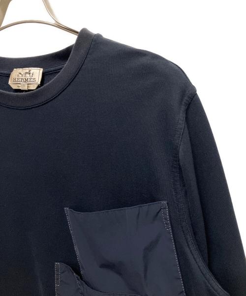 HERMES（エルメス）HERMES (エルメス) デザインポケットロングスリーブカットソー ネイビー サイズ:Ｌの古着・服飾アイテム