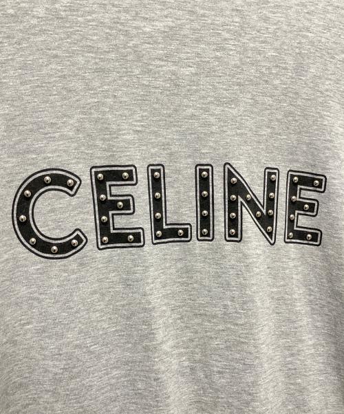 CELINE（セリーヌ）CELINE (セリーヌ) スタッズロゴTシャツ グレー サイズ:Lの古着・服飾アイテム