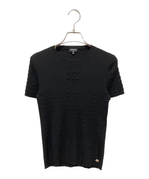 CHANEL（シャネル）CHANEL (シャネル) 22SS P70 ココマーク半袖ニット ブラック サイズ:36の古着・服飾アイテム