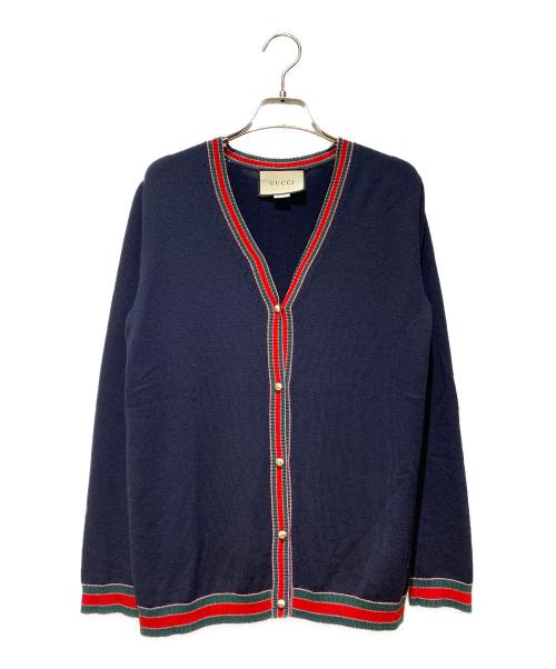 GUCCI（グッチ）GUCCI (グッチ) シェリーラインカーディガン ネイビー サイズ:Lの古着・服飾アイテム