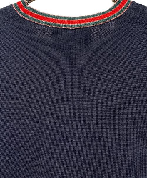 GUCCI（グッチ）GUCCI (グッチ) シェリーラインカーディガン ネイビー サイズ:Lの古着・服飾アイテム