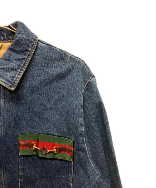 GUCCI（グッチ）GUCCI (グッチ) Gucci Ribbon Wash Denim Jacket For Men Navy / ホースビット デニム ジャケット サイズ:48の古着・服飾アイテム