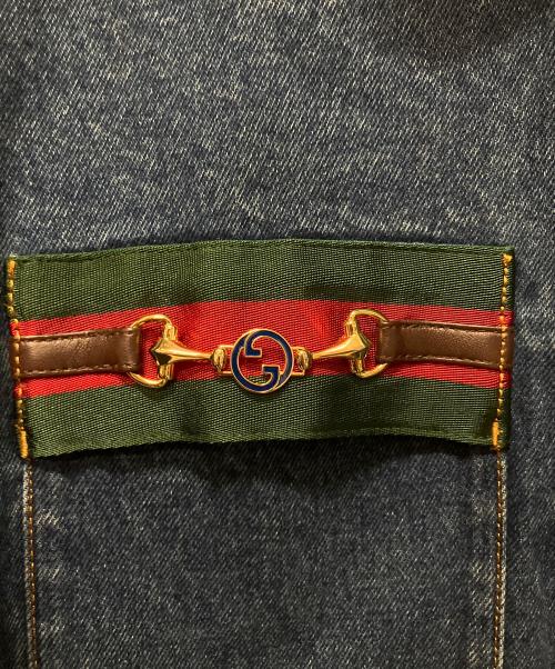 GUCCI（グッチ）GUCCI (グッチ) Gucci Ribbon Wash Denim Jacket For Men Navy / ホースビット デニム ジャケット サイズ:48の古着・服飾アイテム