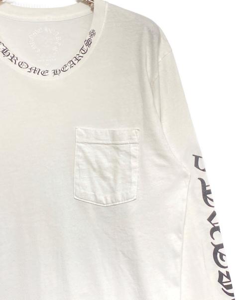 CHROME HEARTS（クロムハーツ）CHROME HEARTS (クロムハーツ) ネックロゴロングスリーブTシャツ ホワイト サイズ:Mの古着・服飾アイテム
