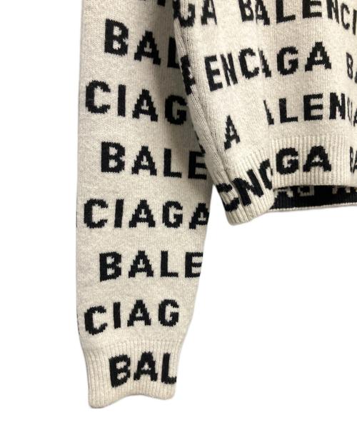 BALENCIAGA（バレンシアガ）BALENCIAGA (バレンシアガ) Balenciaga Logo Wool Cropped Sweater/ロゴクロップドニット ホワイト×ブラック サイズ:Ｓの古着・服飾アイテム