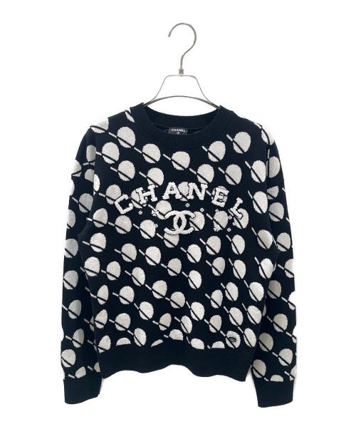 CHANEL（シャネル）CHANEL (シャネル) P77 ココマーク ロゴニット ブラック サイズ:34の古着・服飾アイテム