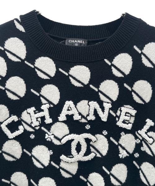 CHANEL（シャネル）CHANEL (シャネル) P77 ココマーク ロゴニット ブラック サイズ:34の古着・服飾アイテム