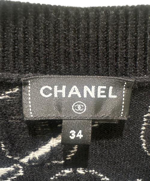 CHANEL（シャネル）CHANEL (シャネル) P77 ココマーク ロゴニット ブラック サイズ:34の古着・服飾アイテム