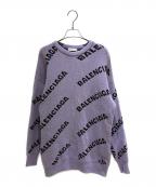 BALENCIAGAバレンシアガ）の古着「オールオーバーロゴニット」｜パープル