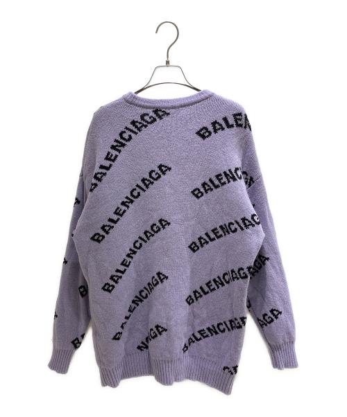 BALENCIAGA（バレンシアガ）BALENCIAGA (バレンシアガ) オールオーバーロゴニット パープル サイズ:Sの古着・服飾アイテム