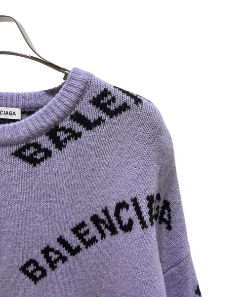 BALENCIAGA（バレンシアガ）BALENCIAGA (バレンシアガ) オールオーバーロゴニット パープル サイズ:Sの古着・服飾アイテム