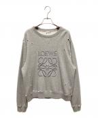 LOEWEロエベ）の古着「アナグラムダメージ加工スウェット/ディストレスド アナグラム スウェットシャツ」｜グレー