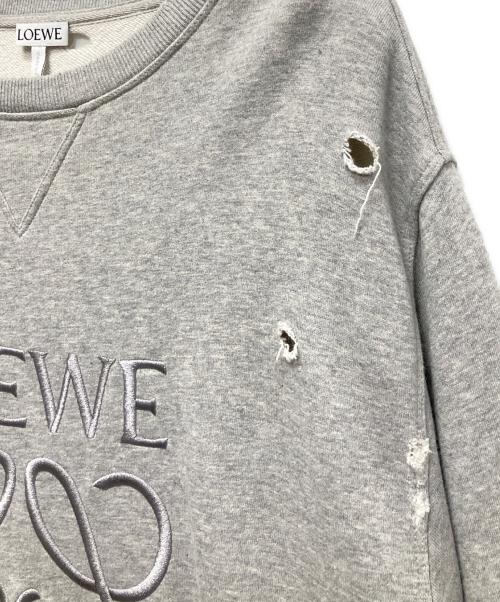 LOEWE（ロエベ）LOEWE (ロエベ) アナグラムダメージ加工スウェット/ディストレスド アナグラム スウェットシャツ グレー サイズ:Sの古着・服飾アイテム