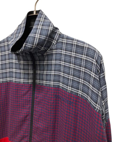 BALENCIAGA（バレンシアガ）BALENCIAGA (バレンシアガ) 18AW チェック切替ポプリンジップアップジャケット/トラックジャケット マルチカラー サイズ:46の古着・服飾アイテム