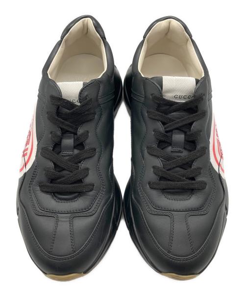 GUCCI（グッチ）GUCCI (グッチ) RHYTON/ライトンレザースニーカー ブラック サイズ:7　1/2の古着・服飾アイテム