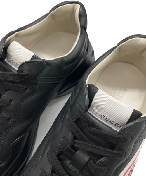 GUCCI（グッチ）GUCCI (グッチ) RHYTON/ライトンレザースニーカー ブラック サイズ:7　1/2の古着・服飾アイテム