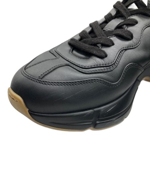 GUCCI（グッチ）GUCCI (グッチ) RHYTON/ライトンレザースニーカー ブラック サイズ:7　1/2の古着・服飾アイテム