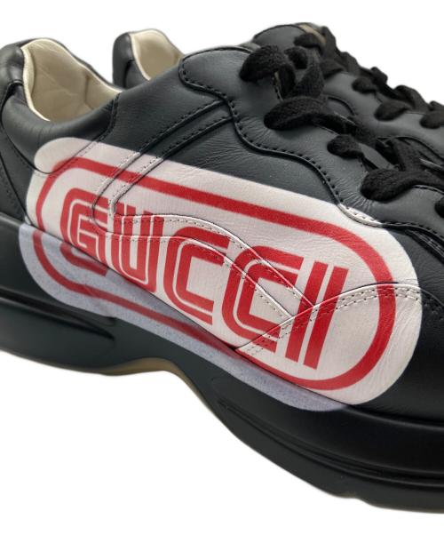 GUCCI（グッチ）GUCCI (グッチ) RHYTON/ライトンレザースニーカー ブラック サイズ:7　1/2の古着・服飾アイテム