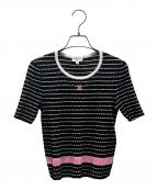 CHANELシャネル）の古着「ココマーク半袖ニット」｜ホワイト×ブラック