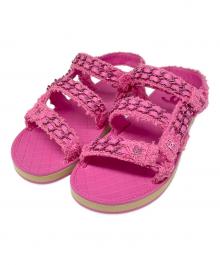 CHANEL（シャネル）の古着「ココマーク ツイード サンダル」｜ピンク