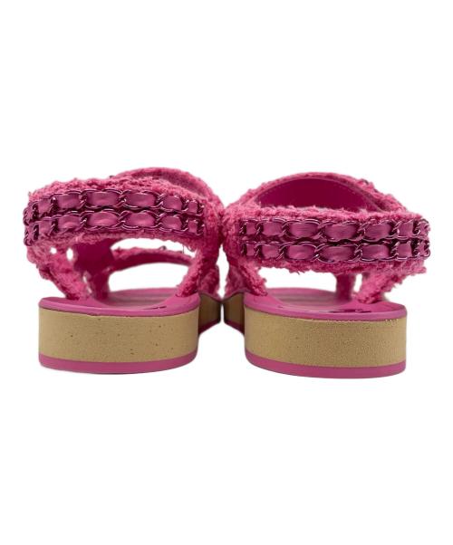 CHANEL（シャネル）CHANEL (シャネル) ココマーク ツイード サンダル ピンク サイズ:38の古着・服飾アイテム