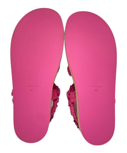 CHANEL（シャネル）CHANEL (シャネル) ココマーク ツイード サンダル ピンク サイズ:38の古着・服飾アイテム