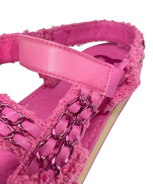 CHANEL（シャネル）CHANEL (シャネル) ココマーク ツイード サンダル ピンク サイズ:38の古着・服飾アイテム