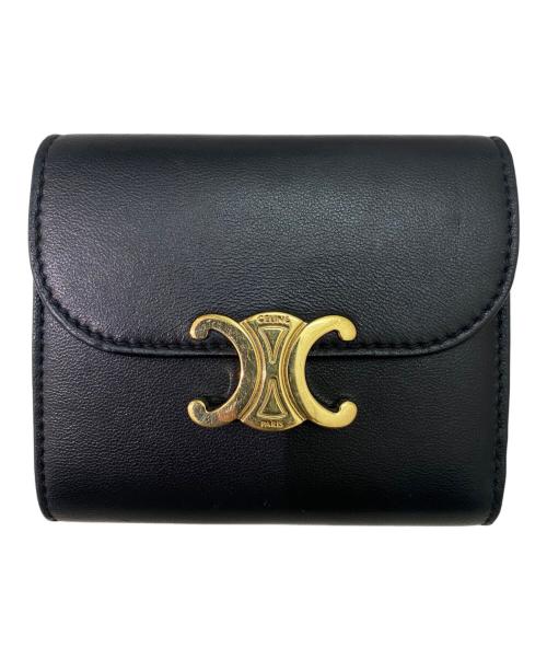 CELINE（セリーヌ）CELINE (セリーヌ) スモールフラップウォレット ブラックの古着・服飾アイテム