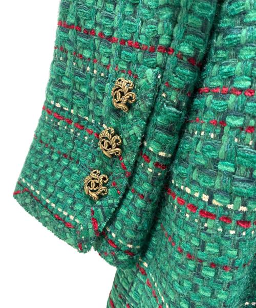 CHANEL（シャネル）CHANEL (シャネル) ターンロックツイードコート グリーン サイズ:34の古着・服飾アイテム