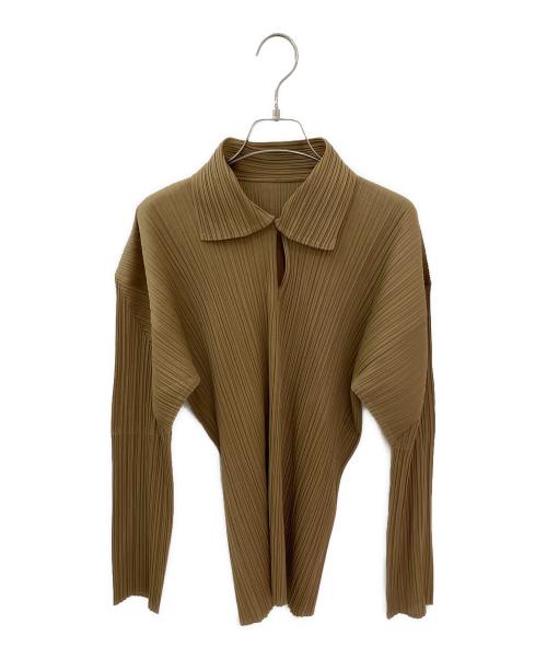 PLEATS PLEASE（プリーツプリーズ）PLEATS PLEASE (プリーツプリーズ) プリーツプルオーバーシャツ ブラウン サイズ:3の古着・服飾アイテム