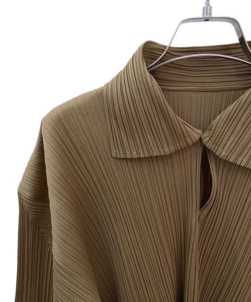 PLEATS PLEASE（プリーツプリーズ）PLEATS PLEASE (プリーツプリーズ) プリーツプルオーバーシャツ ブラウン サイズ:3の古着・服飾アイテム