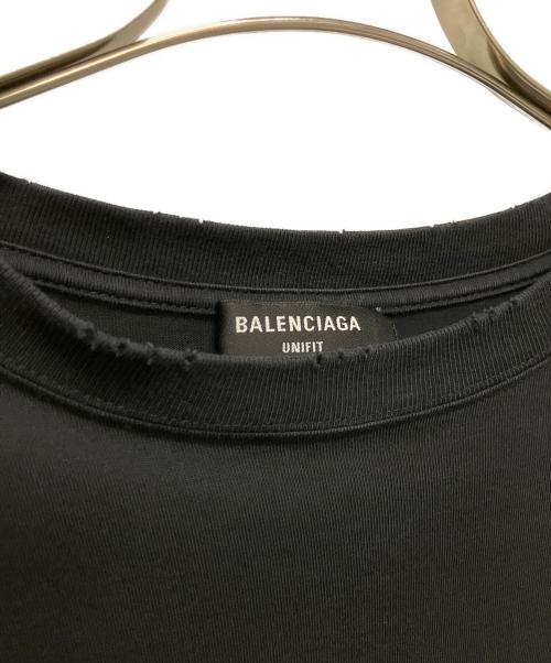 BALENCIAGA（バレンシアガ）BALENCIAGA (バレンシアガ) 2021AW Free Wide Fit Tee/ダメージ加工Tシャツ ブラック サイズ:Mの古着・服飾アイテム