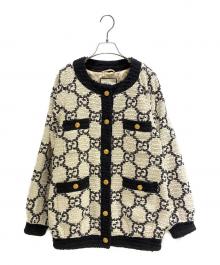 GUCCI（グッチ）の古着「メタルボタン ツイードノーカラー ジャケット」｜ホワイト