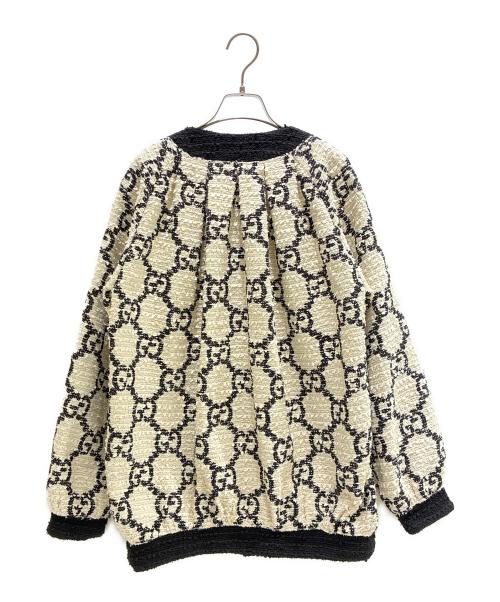 GUCCI（グッチ）GUCCI (グッチ) メタルボタン ツイードノーカラー ジャケット ホワイト サイズ:36の古着・服飾アイテム