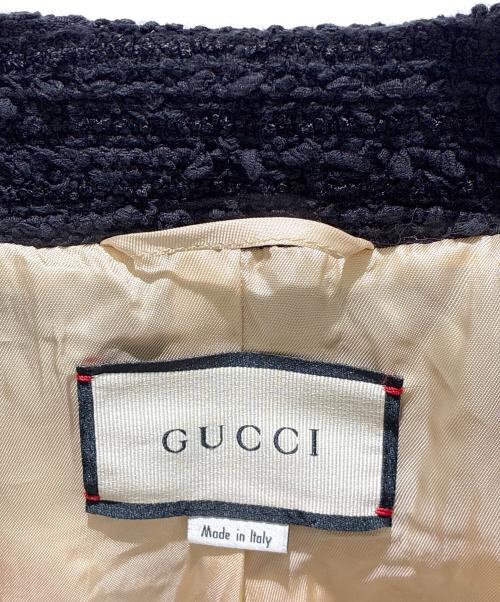 GUCCI（グッチ）GUCCI (グッチ) メタルボタン ツイードノーカラー ジャケット ホワイト サイズ:36の古着・服飾アイテム