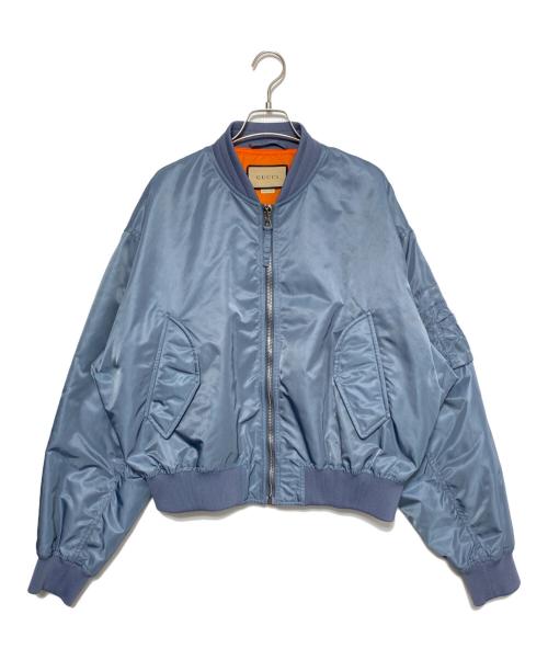 GUCCI（グッチ）GUCCI (グッチ) バックロゴボンバージャケット スカイブルー サイズ:50の古着・服飾アイテム