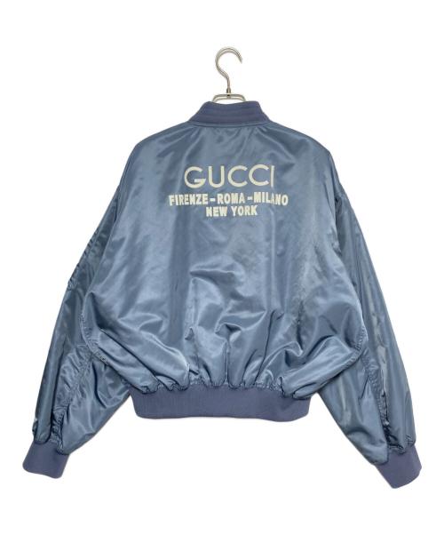 GUCCI（グッチ）GUCCI (グッチ) バックロゴボンバージャケット スカイブルー サイズ:50の古着・服飾アイテム