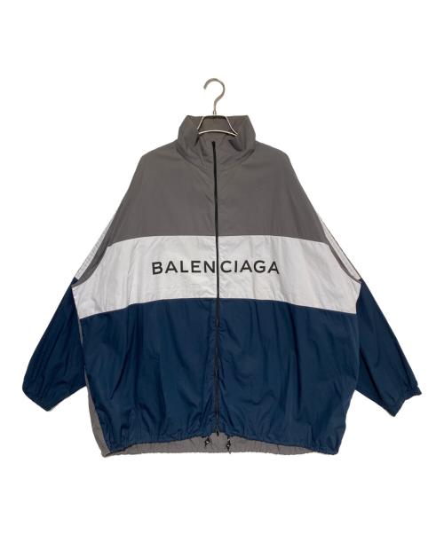 BALENCIAGA（バレンシアガ）BALENCIAGA (バレンシアガ) ロゴトラックジャケット グレー×ネイビー サイズ:40の古着・服飾アイテム