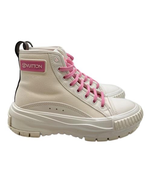 LOUIS VUITTON（ルイ ヴィトン）LOUIS VUITTON (ルイ ヴィトン) スクァッドライン LVロゴ キャンバス レザー ハイカットスニーカー ホワイト サイズ:37の古着・服飾アイテム
