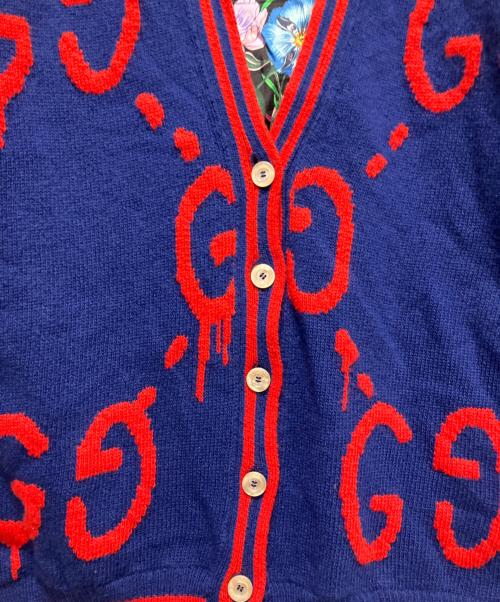 GUCCI（グッチ）GUCCI (グッチ) シルクライニングGGカーディガン ブルー サイズ:XSの古着・服飾アイテム