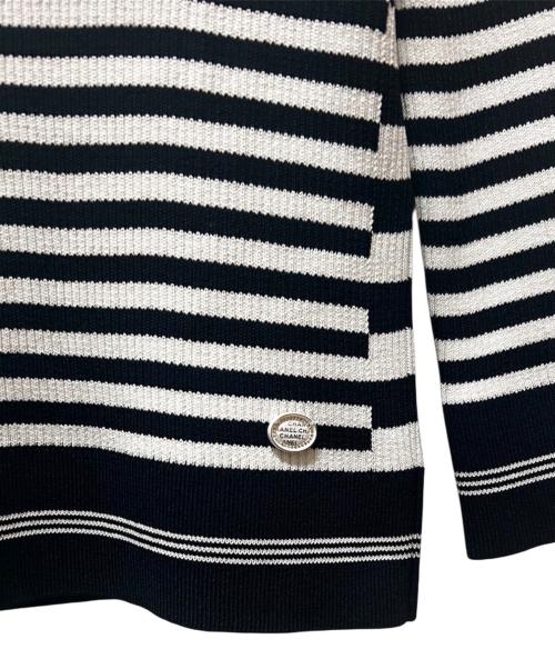 CHANEL（シャネル）CHANEL (シャネル) No.5ボーダーニット ブラック×ホワイト サイズ:36の古着・服飾アイテム