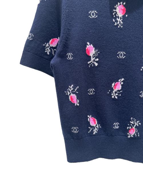CHANEL（シャネル）CHANEL (シャネル) ココボタンポロニット ネイビー サイズ:36の古着・服飾アイテム