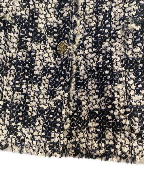 CHANEL（シャネル）CHANEL (シャネル) ココマーク3Bツイードジャケット ネイビー サイズ:34の古着・服飾アイテム