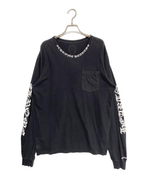 CHROME HEARTS（クロムハーツ）CHROME HEARTS (クロムハーツ) ネックロゴロングスリーブTシャツ ブラック サイズ:Lの古着・服飾アイテム