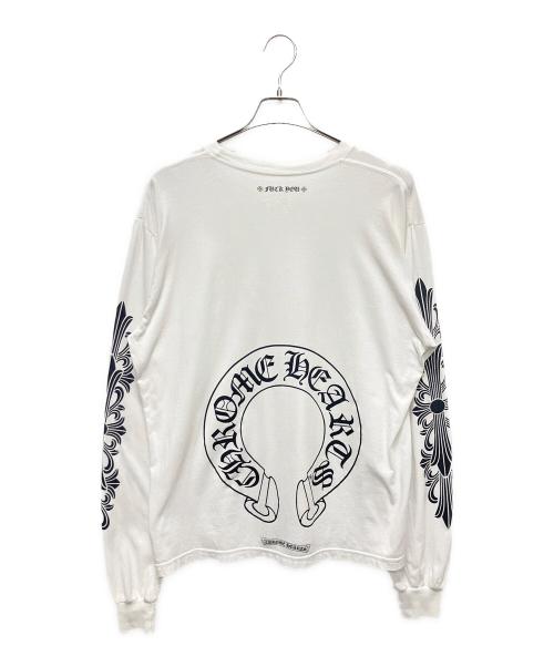 CHROME HEARTS（クロムハーツ）CHROME HEARTS (クロムハーツ) Chrome Hearts Horse Shoe L/S T-Shirt バック ホースシュー フローラルアーム ロングスリーブカットソー ホワイト サイズ:Lの古着・服飾アイテム