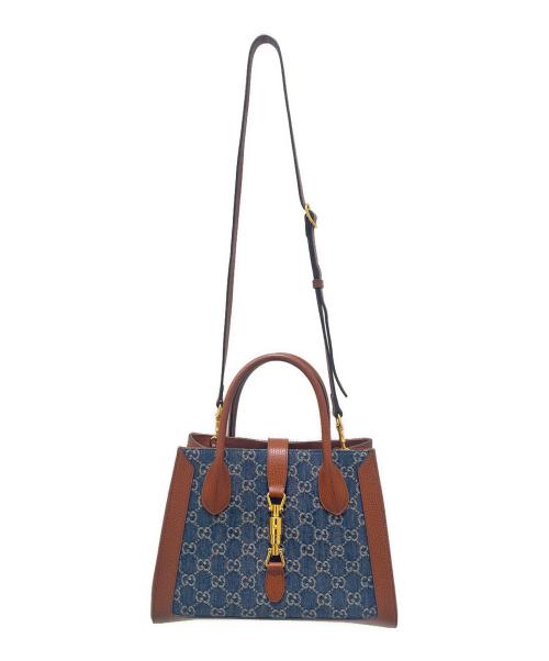 GUCCI（グッチ）GUCCI (グッチ) ミディアムトートバッグ ブラウン×インディゴ サイズ:ミディアムの古着・服飾アイテム