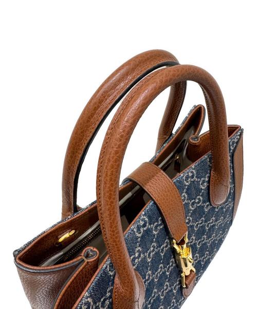 GUCCI（グッチ）GUCCI (グッチ) ミディアムトートバッグ ブラウン×インディゴ サイズ:ミディアムの古着・服飾アイテム